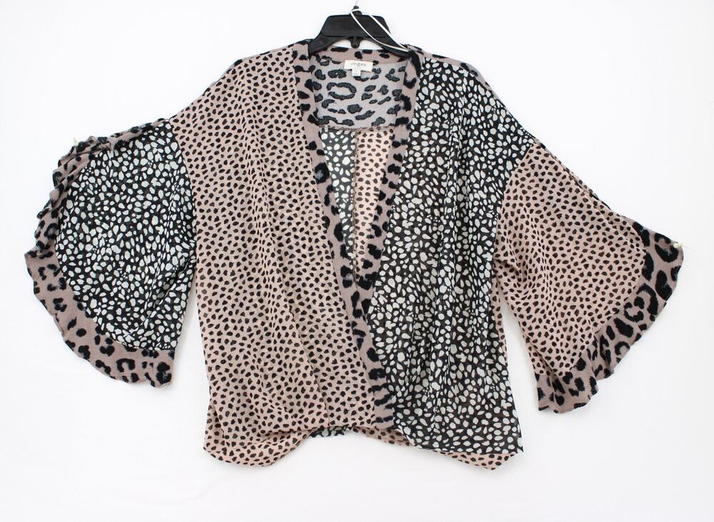 Umgee Kimono style Blouse Small Flowy Fabric Oversized Mixed Animal Print Boho